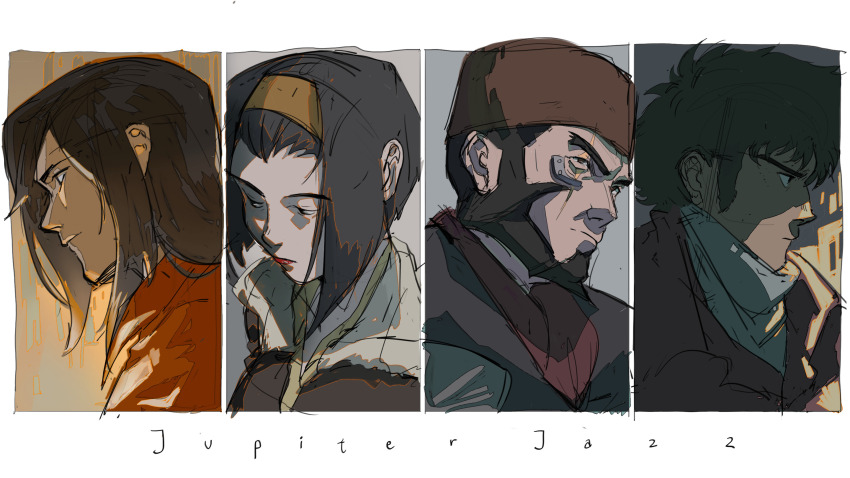 beard, brown_jacket, closed_mouth, cowboy_bebop, facial_hair, faye_valentine, grencia_mars_elijah_guo_eckener, hairband