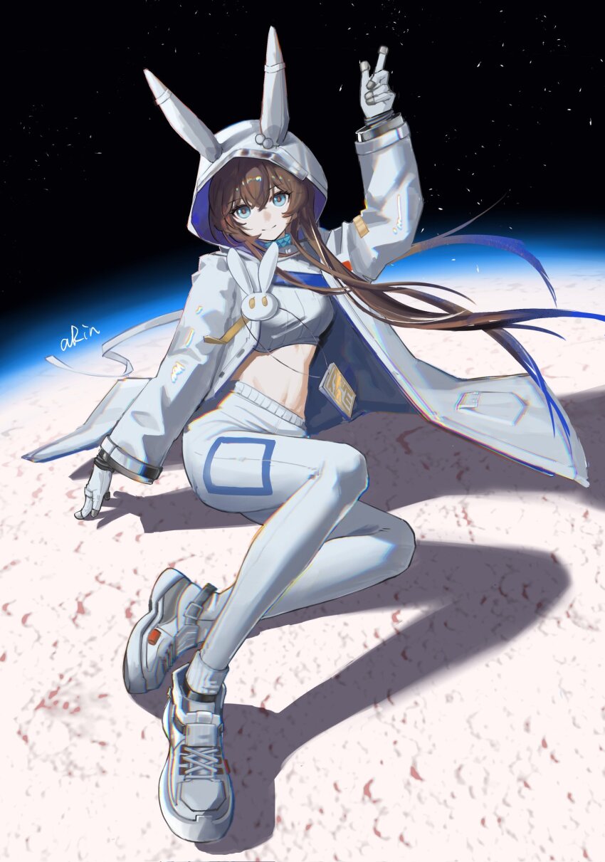 1girl, amiya_(arknights), amiya_(guard)_(arknights), amiya_(guard)_(touch_the_stars)_(arknights), animal_ears, animal_hood, arin_(aaua8438), arknights