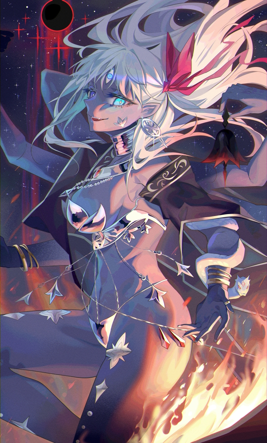 1girl, air_(98061035), bell, blue_eyes, blue_skin, bracelet, breasts, colored_skin