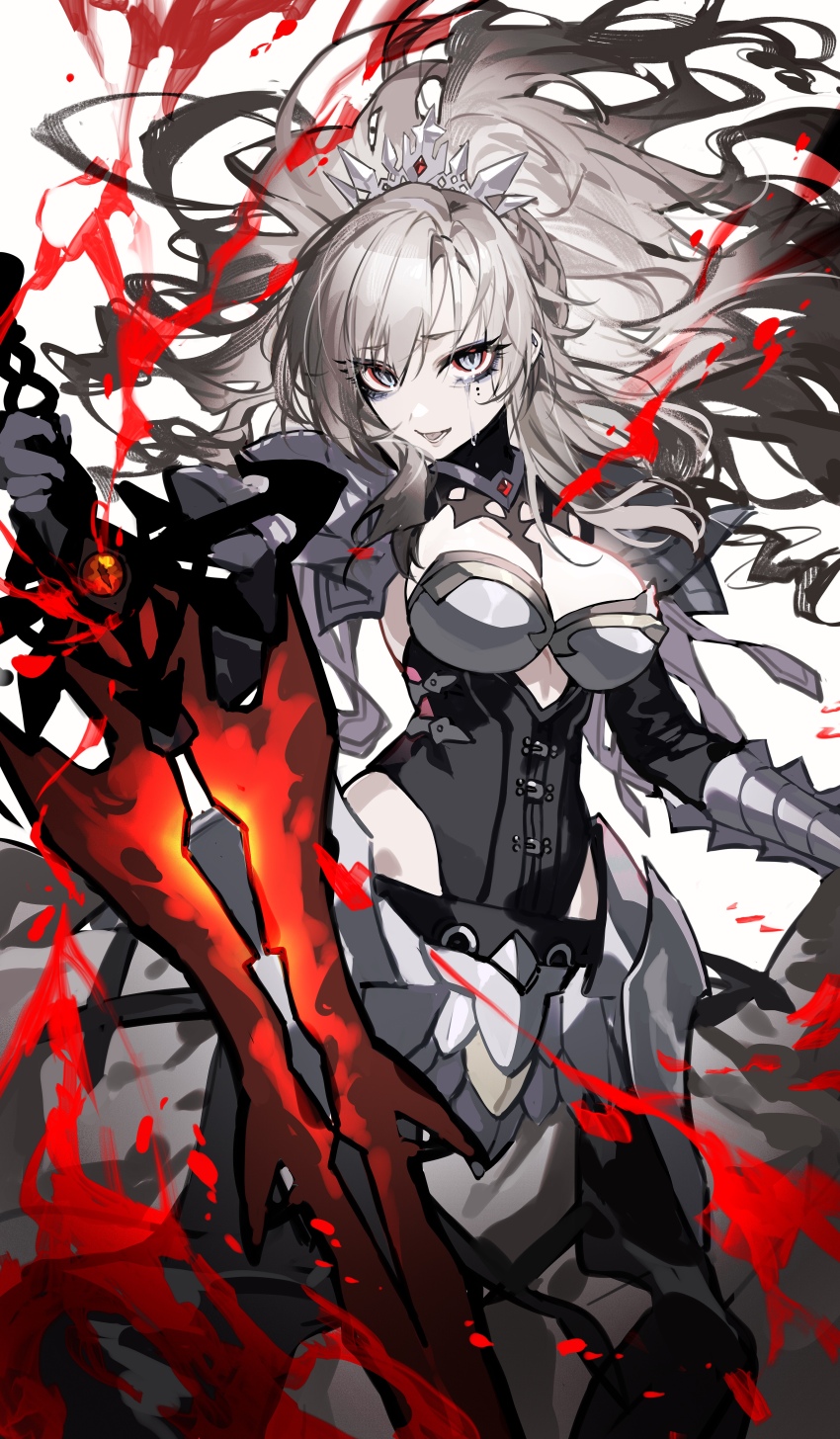 1girl, absurdres, armor, armored_dress, breasts, cleavage, dress, fate/grand_order