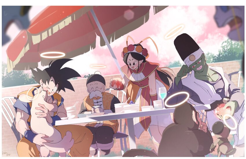 absurdres, after_world, annin_(dragon_ball), apple, bubbles_(dragon_ball), dragon_ball, food, fruit