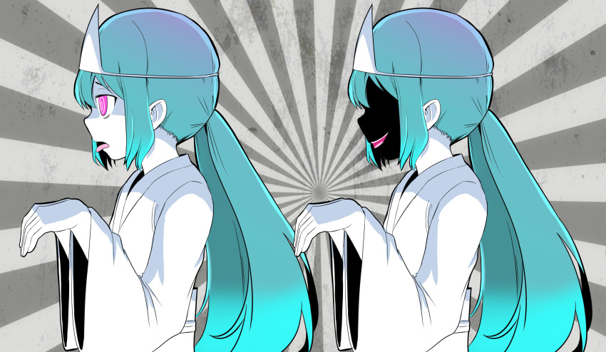2girls, absurdres, aqua_hair, black_skin, candle, colored_sclera, colored_skin, from_side