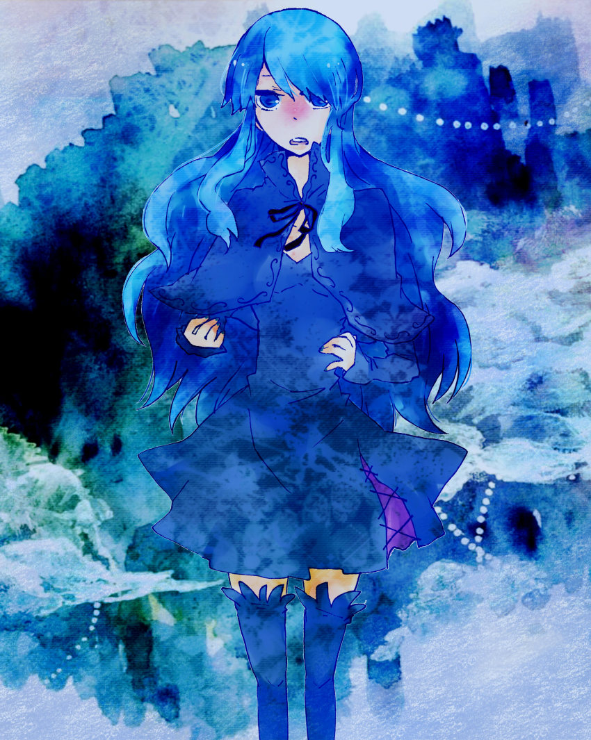 1girl, absurdres, bad_id, bad_pixiv_id, blue_hair, female_focus, highres, long_hair