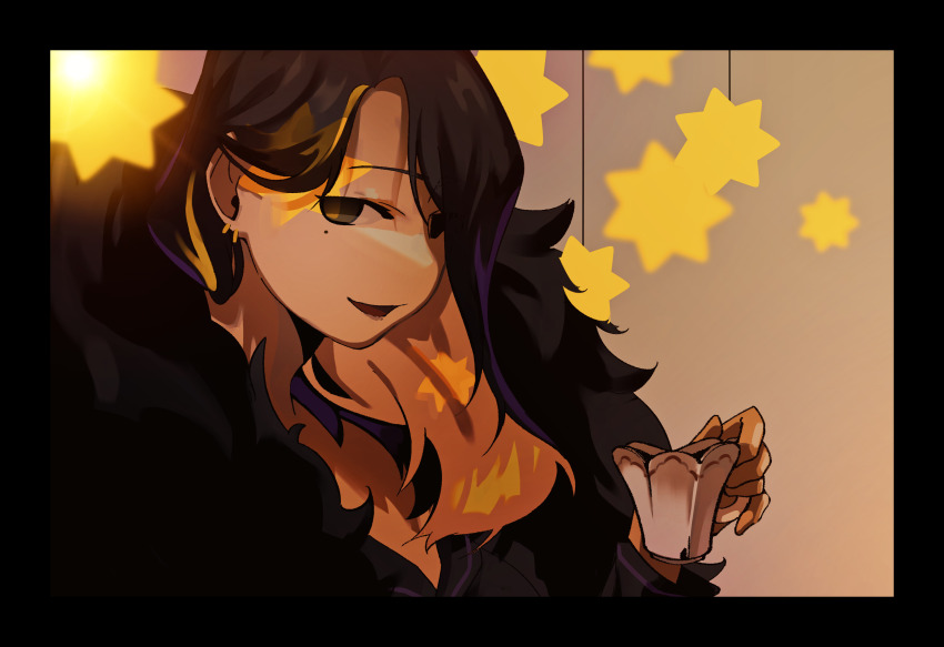 1girl, absurdres, binah_(project_moon), black_dress, black_eyes, black_hair, black_sailor_collar, blonde_hair