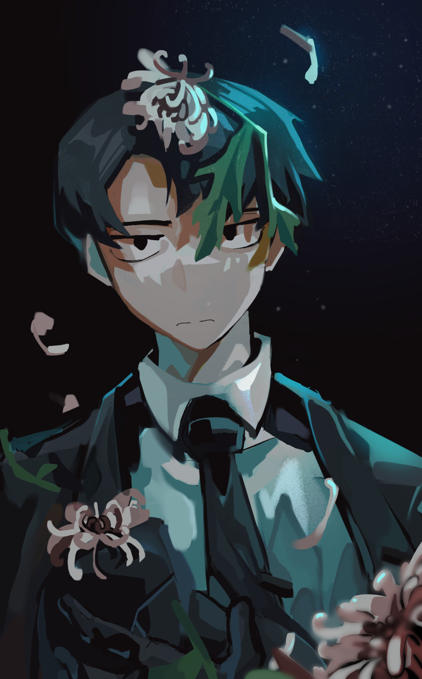 1boy, absurdres, black_eyes, black_hair, black_jacket, black_necktie, closed_mouth, collared_shirt