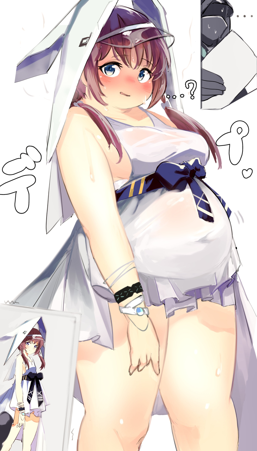 ..., 1girl, 1other, ?, absurdres, alternate_body_size, alternate_breast_size, arknights