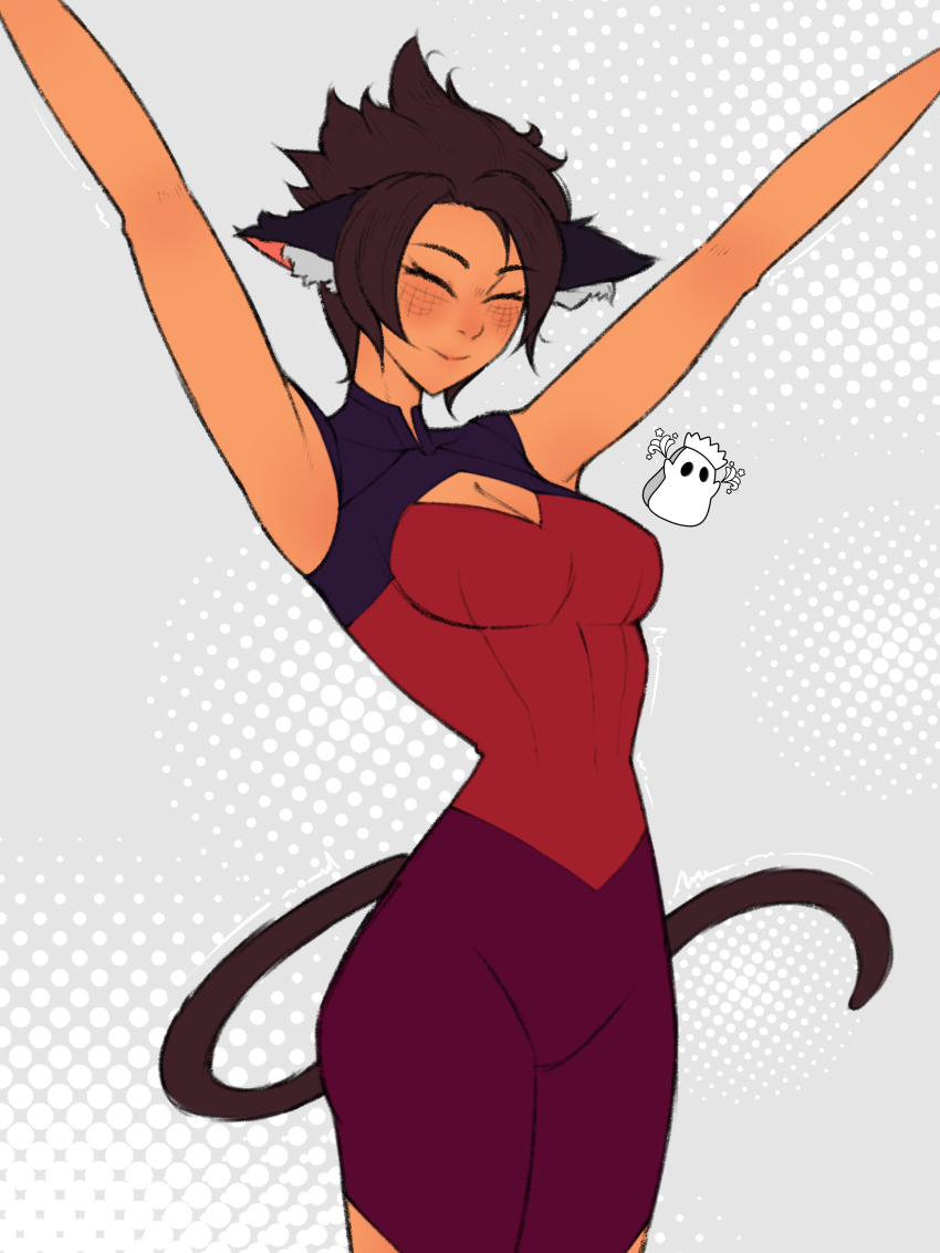 1girl, absurdres, animal_ears, blush, bodysuit, breasts, brown_fur, brown_hair