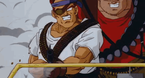 animated, animated_gif, bullet, catching_bullet, dragon_ball, eyepatch, great_saiyaman, gun, gunshot, lowres, muscular, muscular_male, son_gohan, sunglasses, superhero_costume, weapon