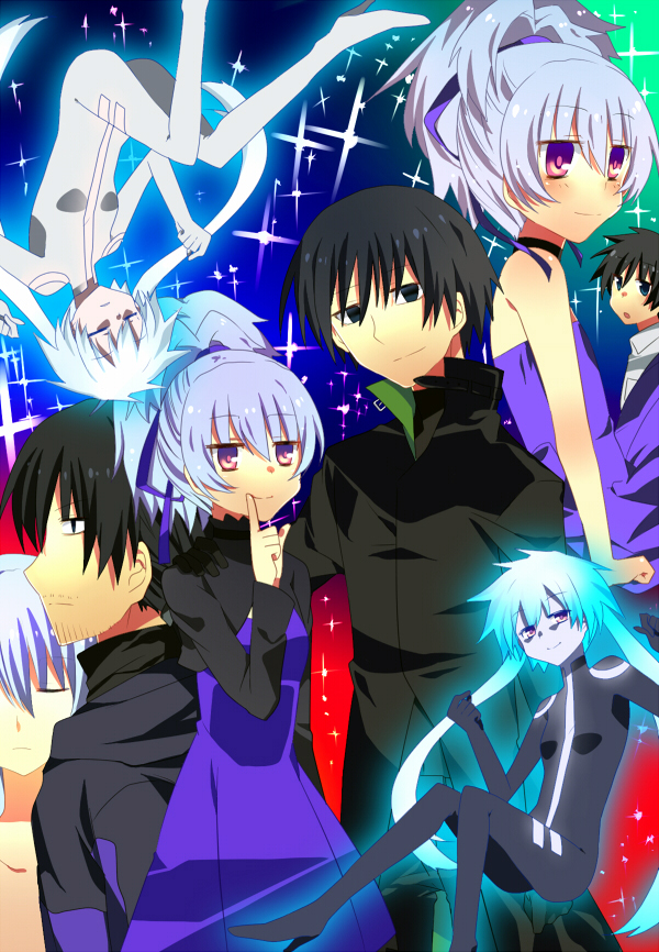 1boy, 1girl, :o, bad_id, bad_pixiv_id, black_eyes, black_hair, blue_eyes