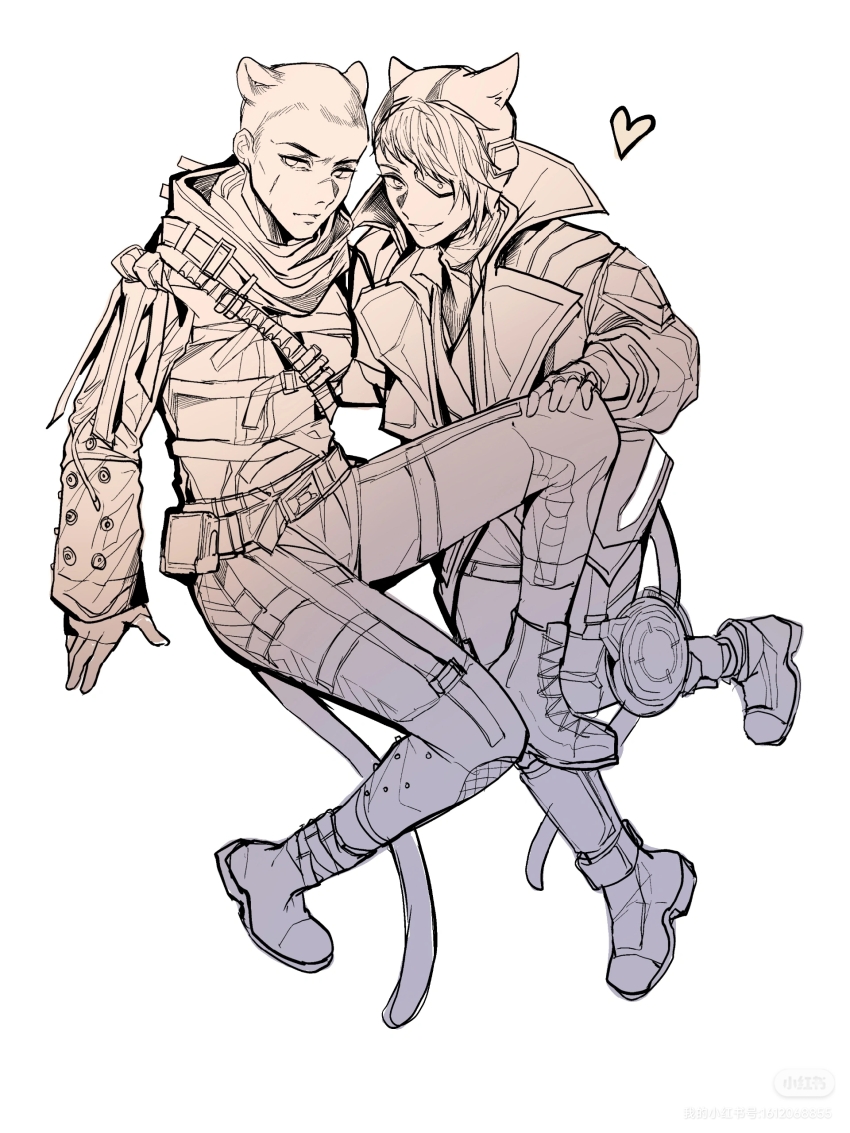 2girls, absurdres, animal_ears, animification, apex_legends, bald, bald_female, belt