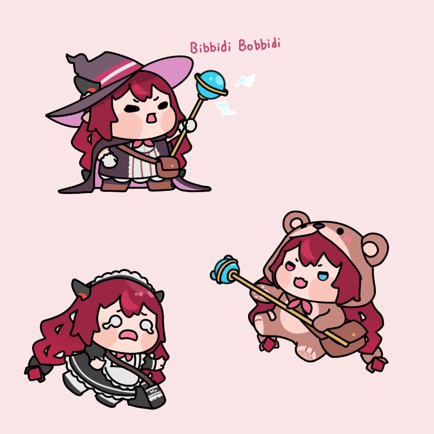 >_<, 1girl, :d, :o, alternate_costume, animal_costume, bag, bear_costume