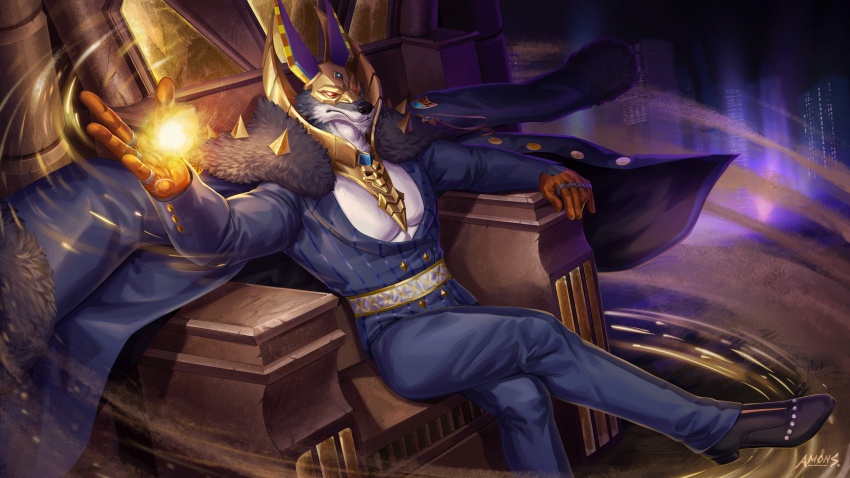 1boy, absurdres, accessories, amonsyd, bara, coat, commentary, crossed_legs