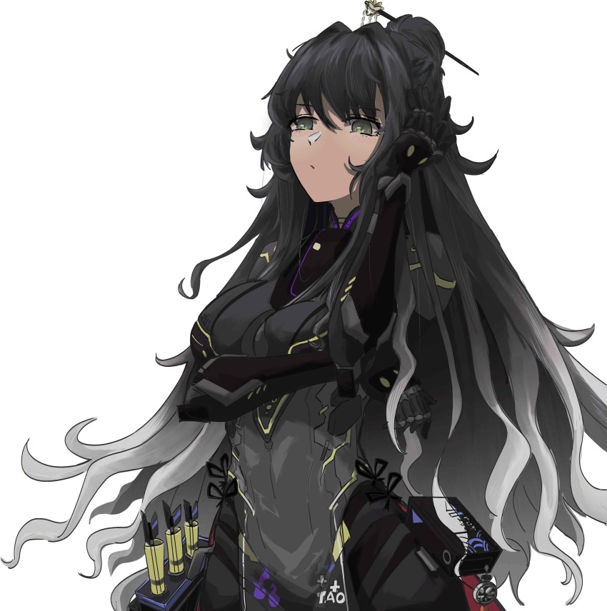 1girl, absurdres, bianca:_veritas_(ink-lit_hermit)_(pgr), bianca_(pgr), black_bodysuit, black_hair, bodysuit, breasts