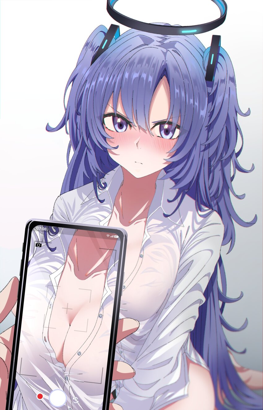 1boy, 1girl, absurdres, blue_archive, blue_eyes, blush, breakdiamond, breasts