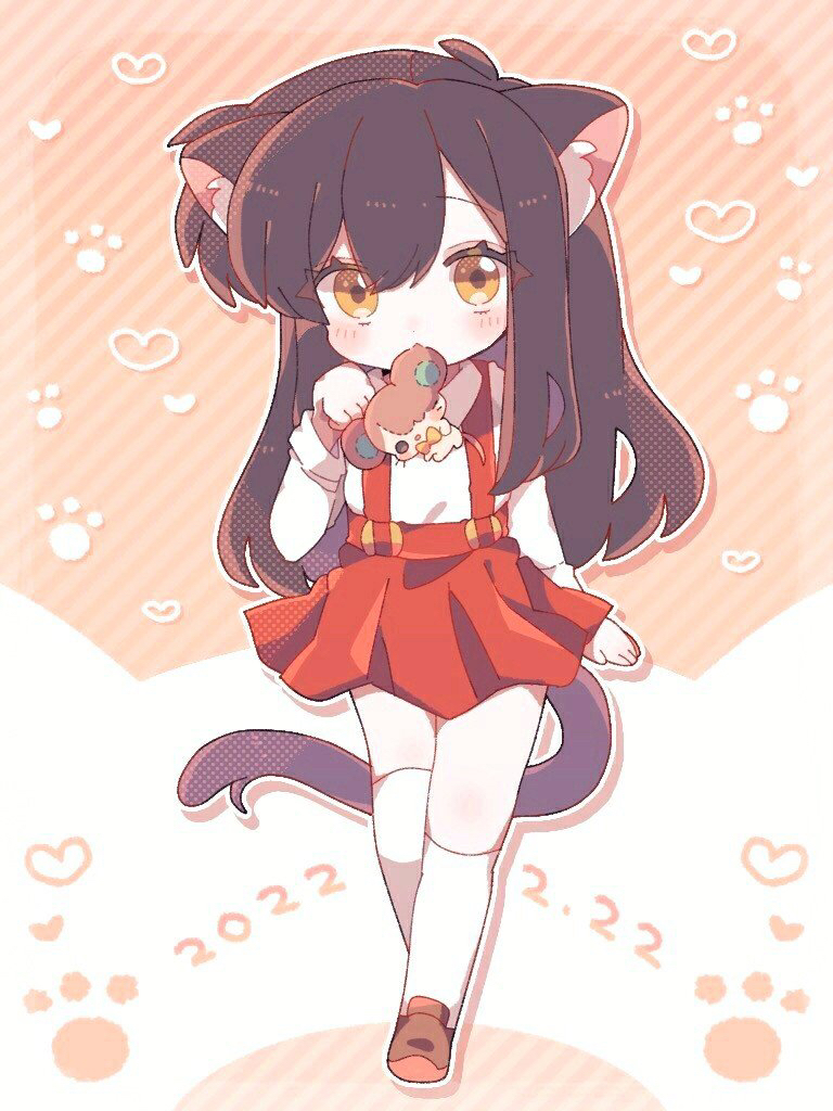 1girl, animal_ears, apukoma, blush, cat_ears, cat_tail, dated, eyelashes