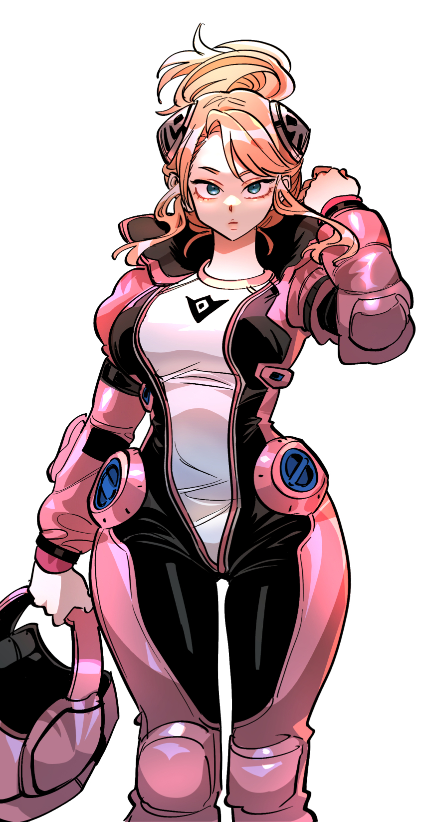 1girl, absurdres, aida_rayhunton, bodysuit, green_eyes, gundam, gundam_g_no_reconguista, hair_ornament