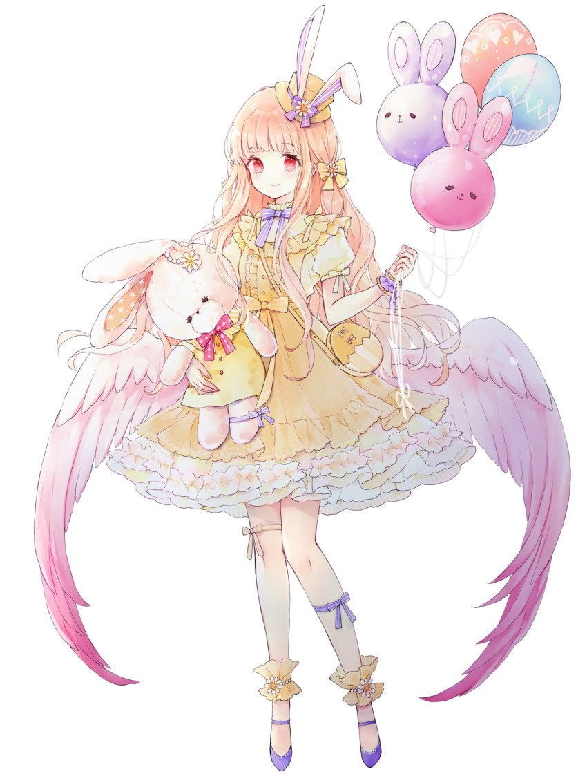 1girl, animal_balloon, animal_ears, bag, balloon, dairoku_ryouhei, dress, fake_animal_ears