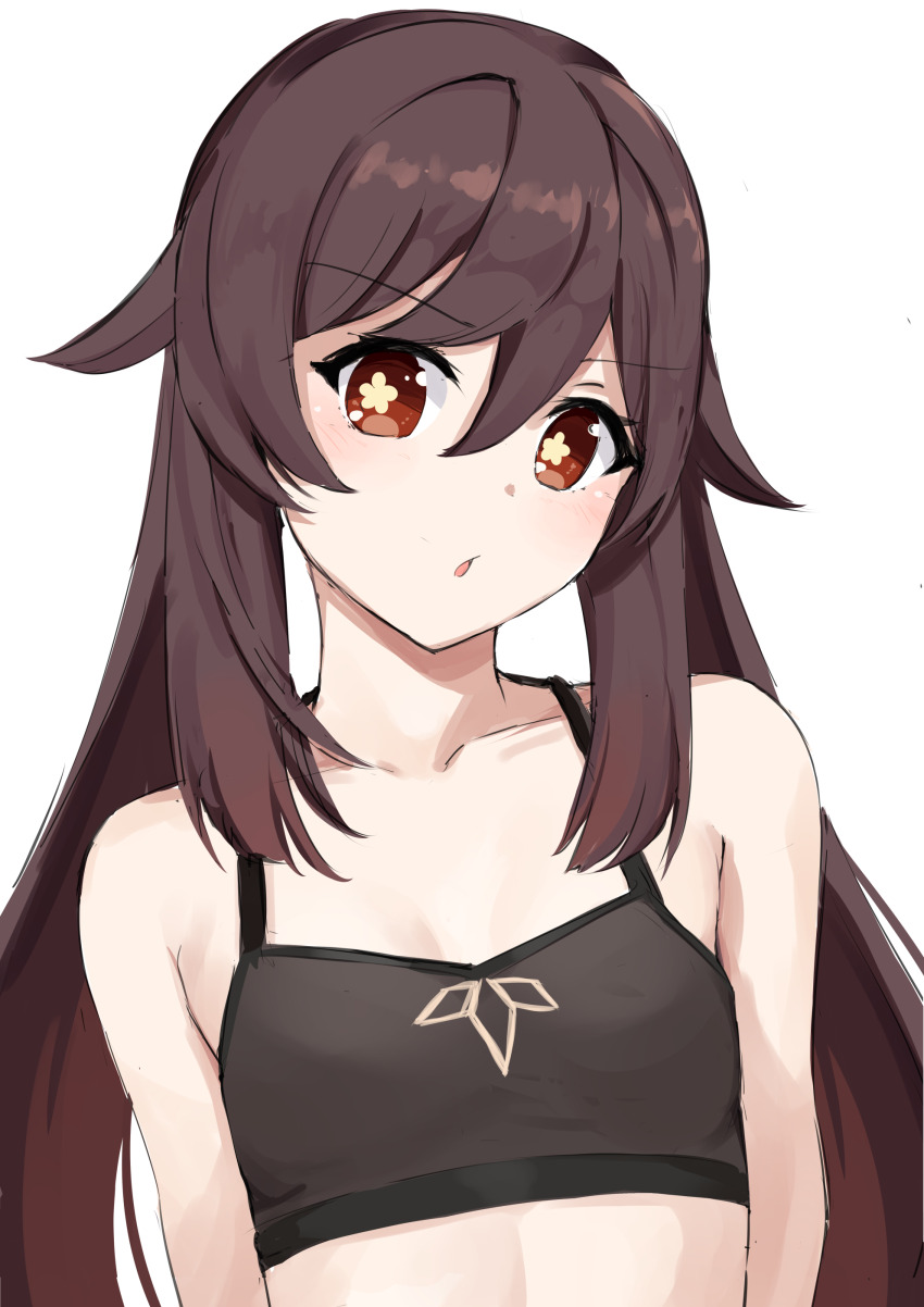 1girl, absurdres, black_bra, bra, breasts, brown_eyes, brown_hair, cleavage