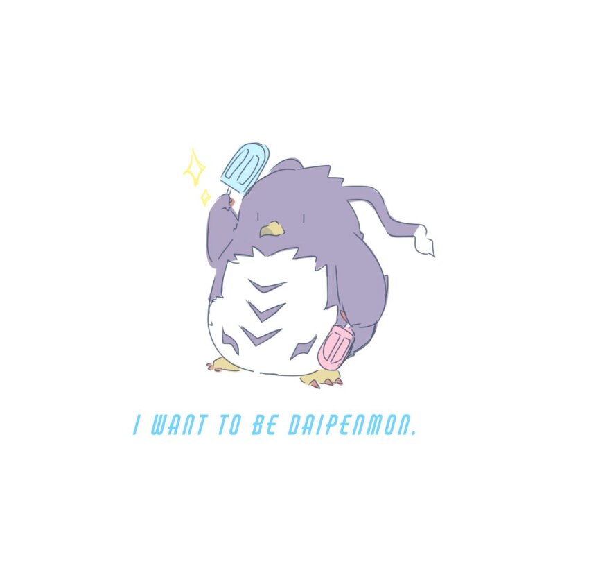 1other, beak, bird, cosplay, daipenmon, daipenmon_(cosplay), digimon, digimon_(creature), food, other_focus, penguin, penmon, popsicle, solo