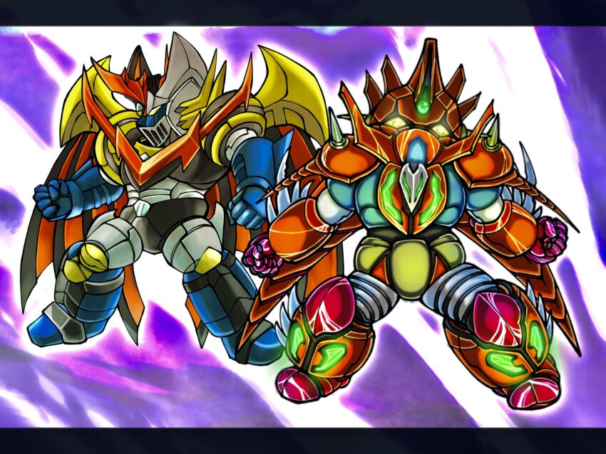 armor, cape, full_armor, getter_robo, getter_robo_daikessen!, glowing, glowing_eyes, highres