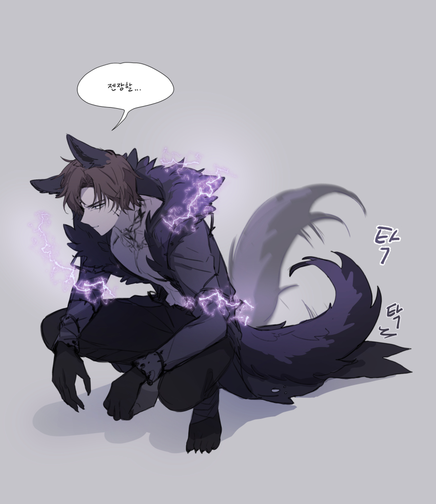 1boy, absurdres, animal_ears, black_pants, brown_hair, chel_(ttt_lc), closed_mouth, coat