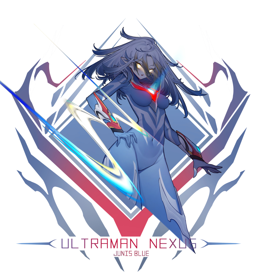 1girl, absurdres, breasts, character_name, color_timer, commentary, english_text, genderswap