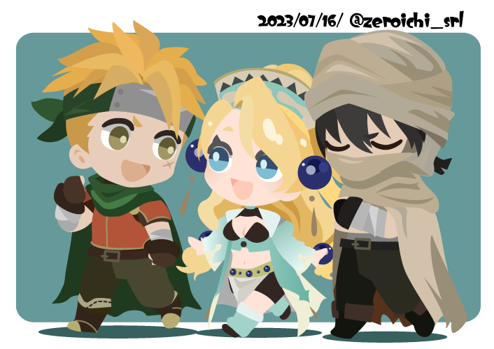 01_(zeroichi_srl), 1girl, 2boys, :d, atelier_(series), atelier_marie, bandages, belt