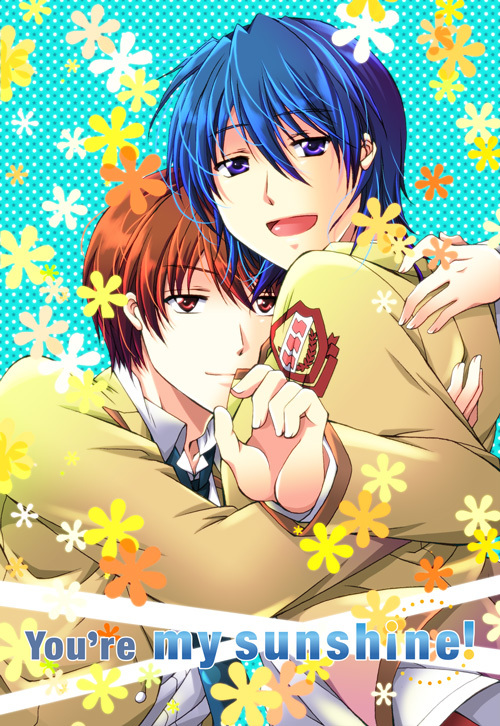 10s, 2boys, angel_beats!, bad_id, bad_pixiv_id, blue_hair, brown_eyes, brown_hair