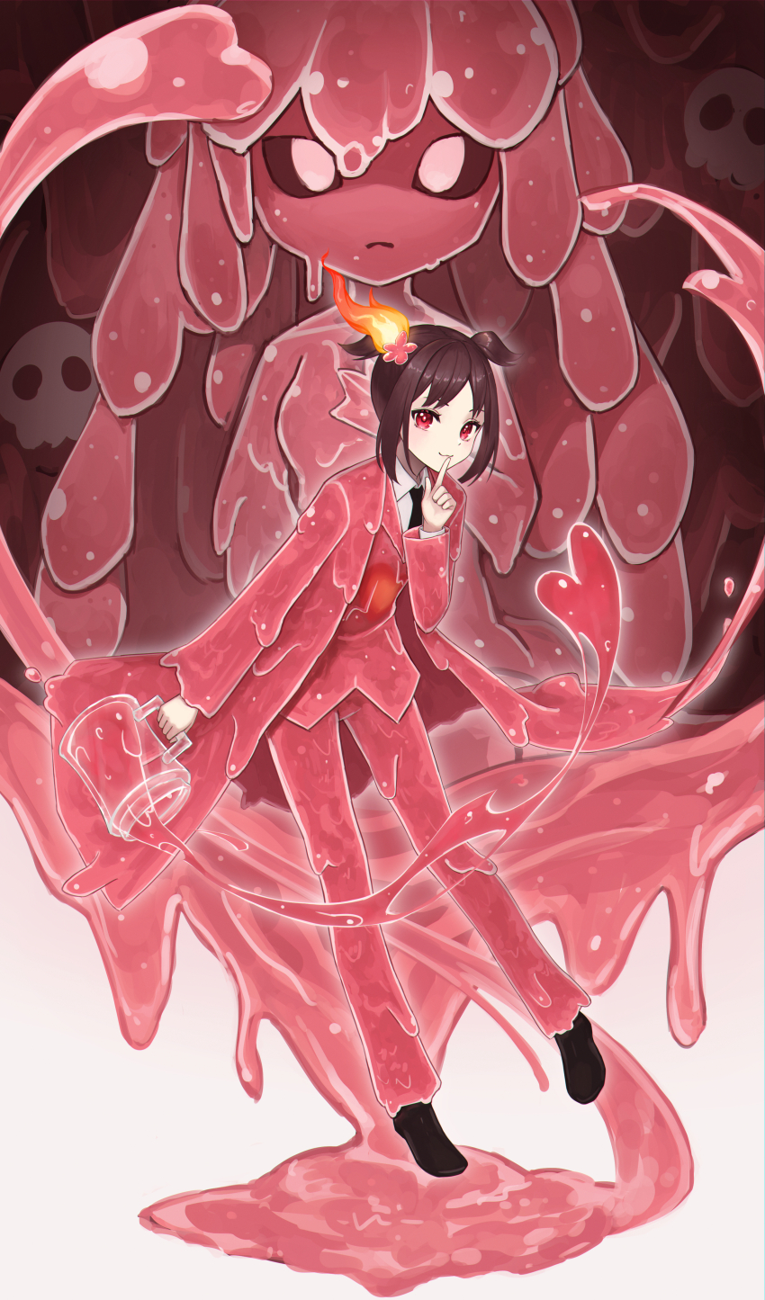 2girls, absurdres, adoration_(e.g.o), black_footwear, bright_pupils, brown_hair, closed_mouth, coat