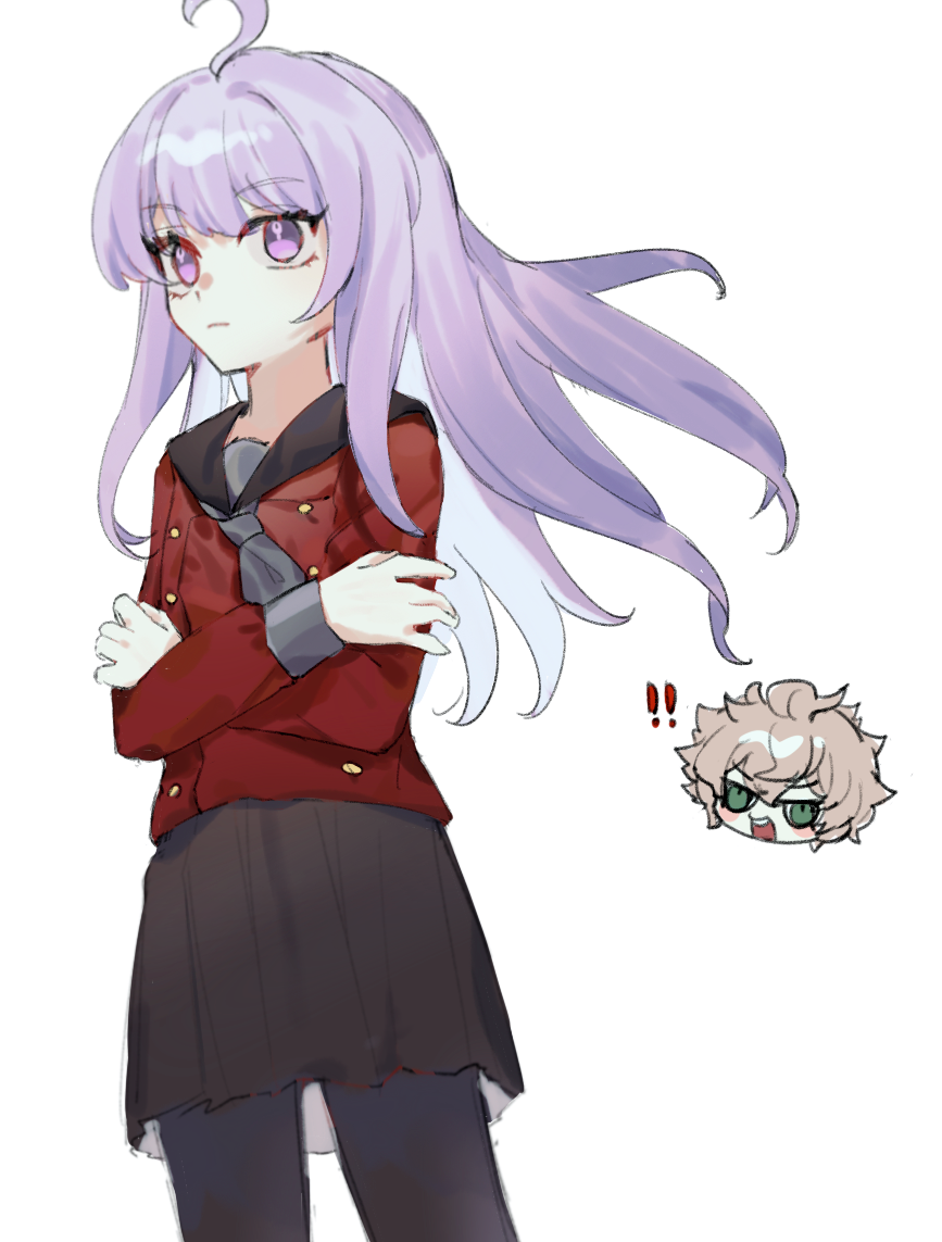 !, !!, 2boys, ahoge, beizi_(mskk_is_rio), black_pantyhose, black_sailor_collar, black_skirt