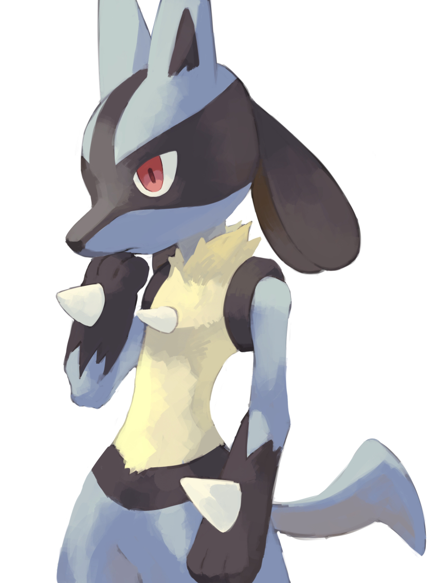 1boy, absurdres, animal_ears, animal_hands, arm_at_side, black_fur, blue_fur, body_fur