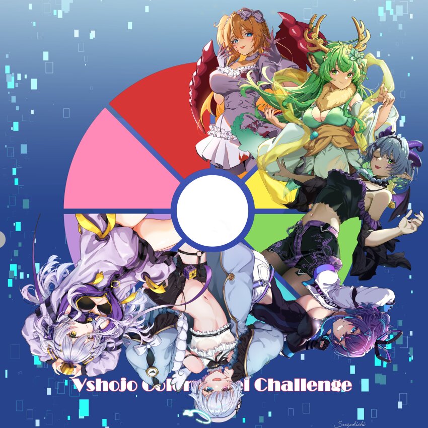 6+girls, absurdres, amemiya_nazuna, amemiya_nazuna_(1st_costume), angel, angel_wings, animal_ear_fluff, animal_ears