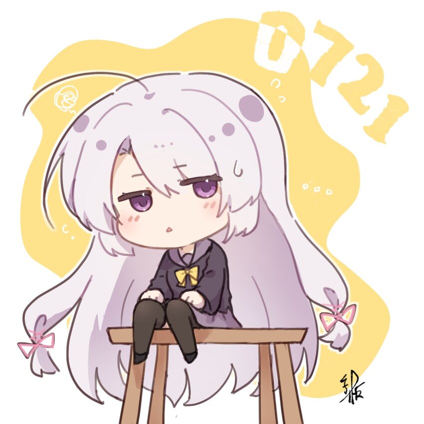 ..., 1girl, ahoge, ayachi_nene, black_jacket, black_thighhighs, blush, bow