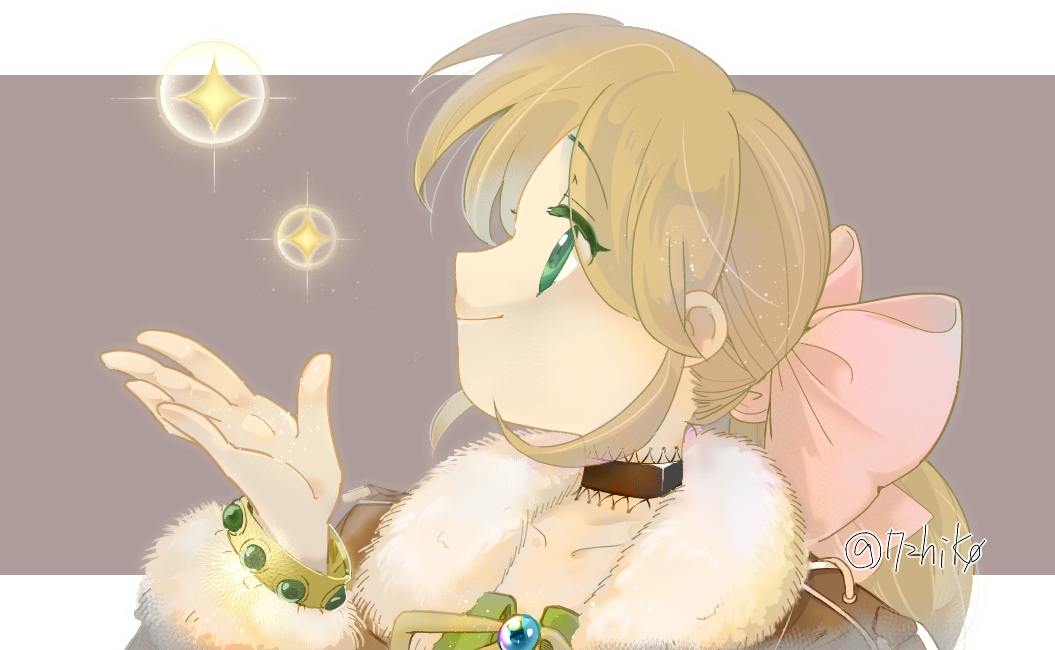 1girl, 72yan, bow, choker, closed_mouth, coat, collarbone, fur_coat