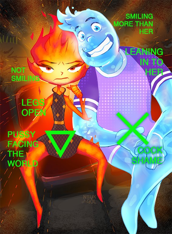 1boy, 1girl, black_dress, blue_eyes, chair, crossed_legs, diamond_print, dress