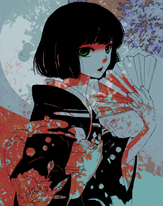 black_hair, hand_fan, hunter_x_hunter, japanese_clothes, kalluto_zoldyck, kimono, yoshi_susuki