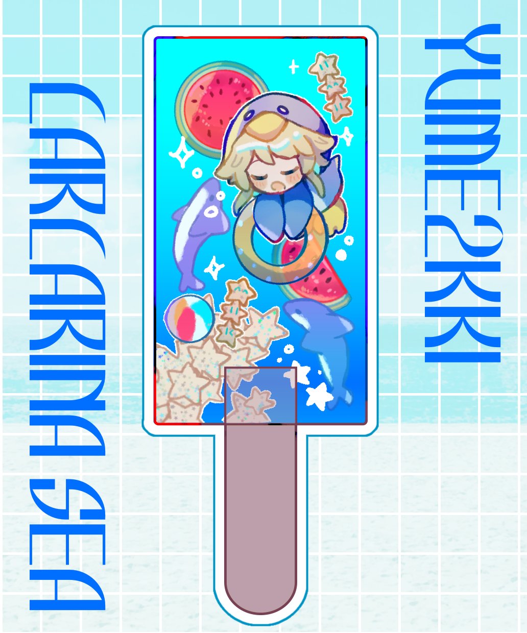 1girl, animal_costume, animal_hood, ball, beachball, blonde_hair, blue_background, blush