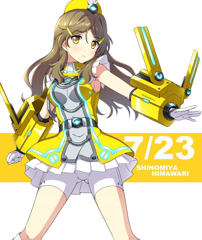 1girl, absurdres, bike_shorts, brown_hair, commentary_request, dated, dress, feet_out_of_frame