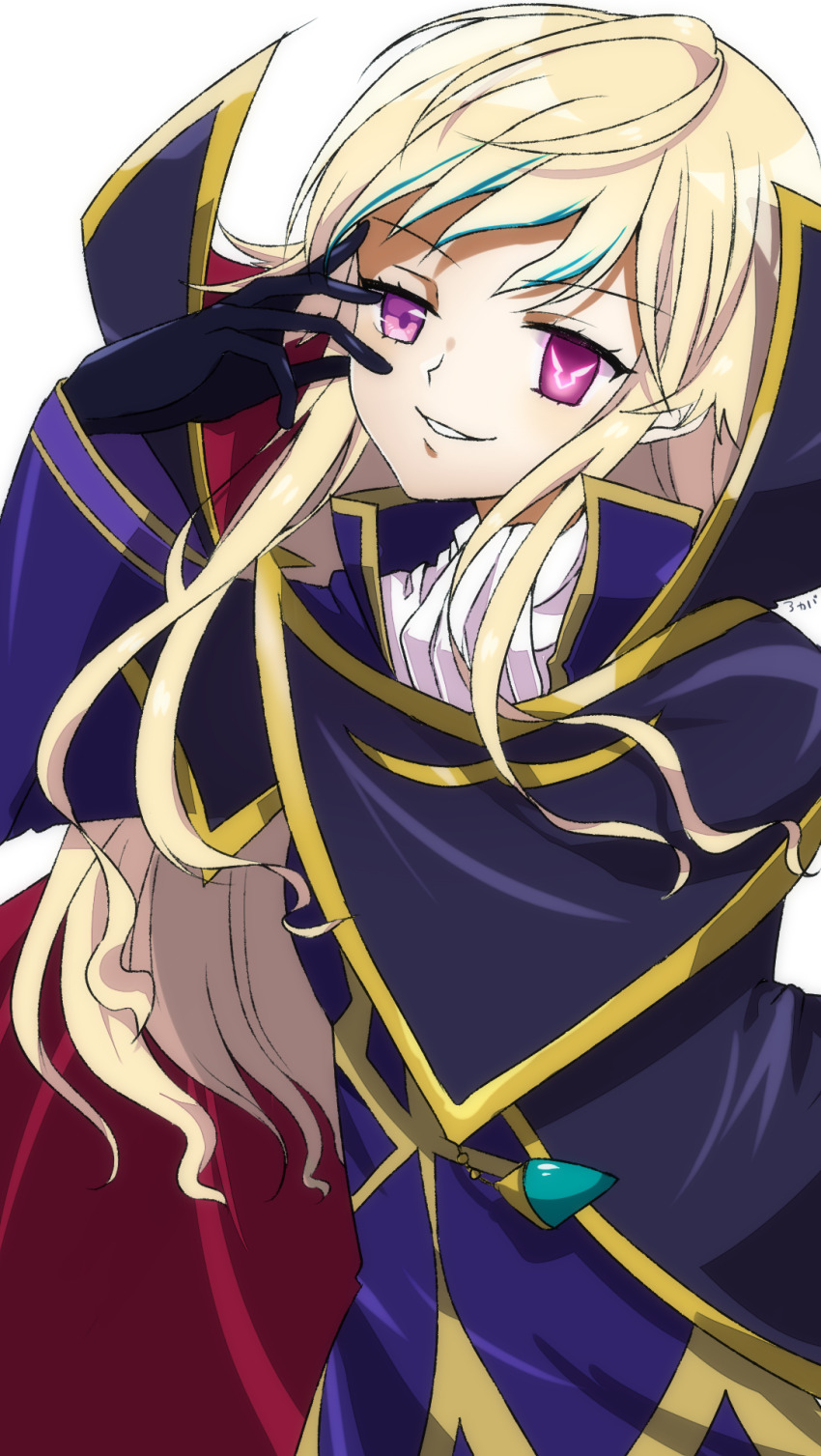 0725akaba, 1girl, black_cloak, black_gloves, bloe_phthalo, blue_hair, cloak, gloves