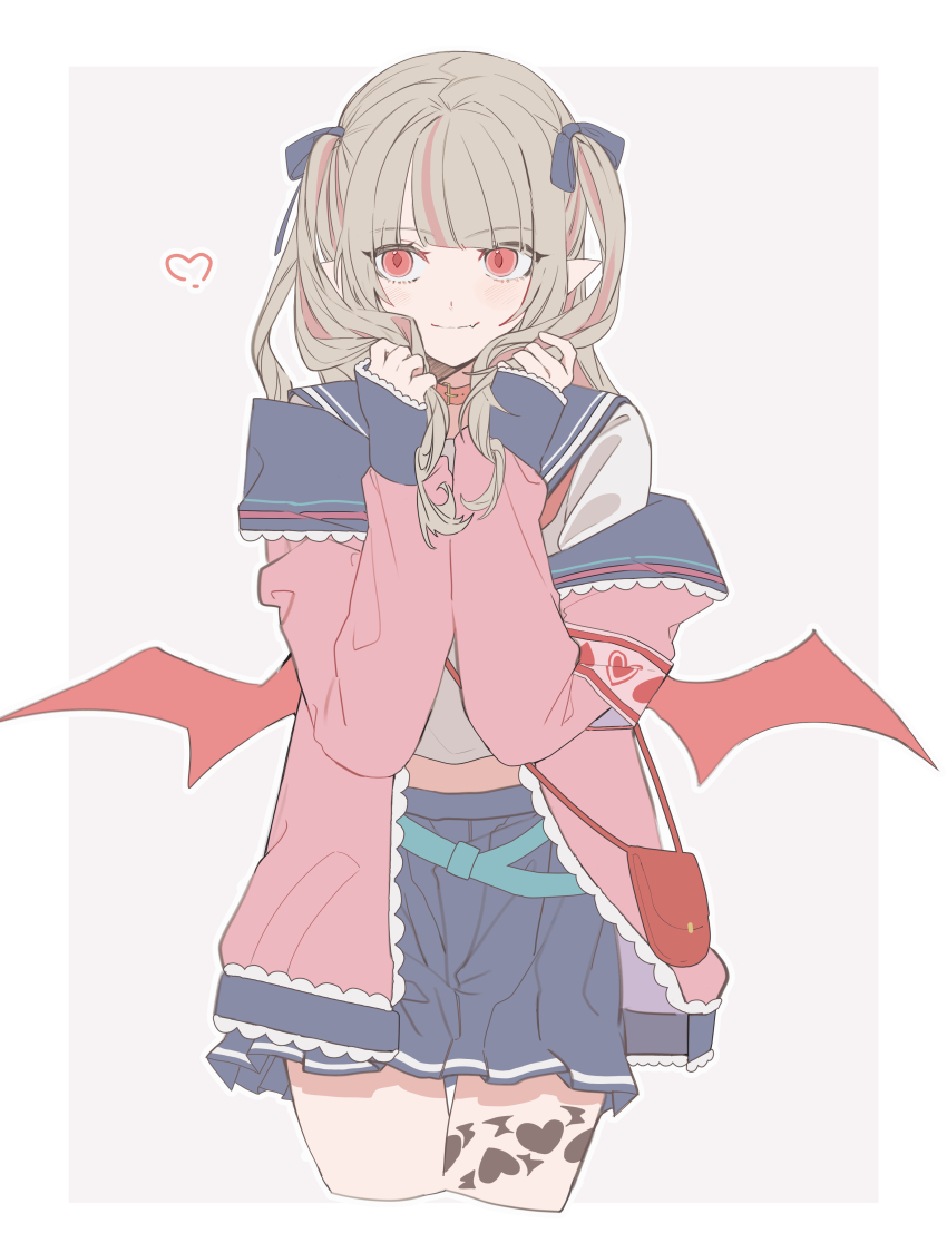 1girl, absurdres, cropped_legs, highres, holding, holding_own_hair, leg_tattoo, makaino_ririmu