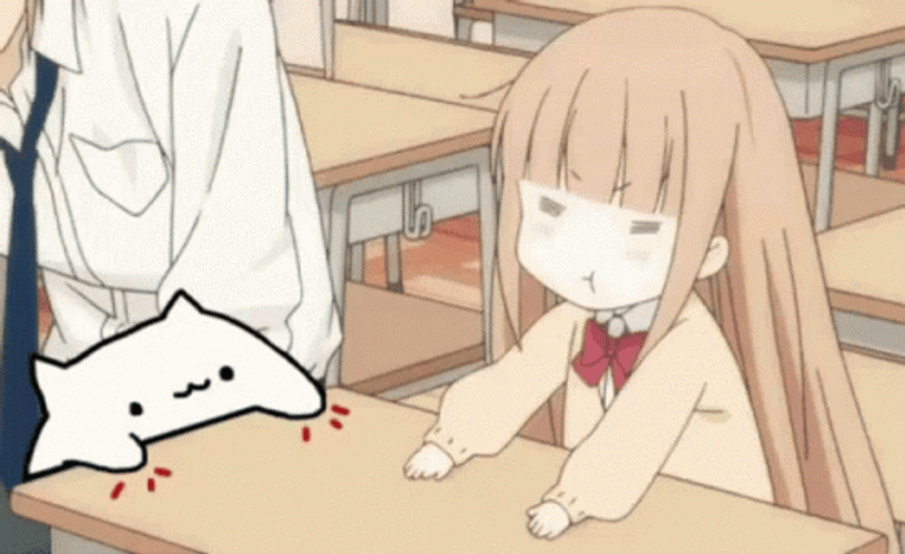 animated, animated_gif, anime_screenshot, bongo_cat_(character), bongo_cat_(meme), cat, meme, miyano_(tanakeda), solo, tagme, tanaka-kun_wa_itsumo_kedaruge