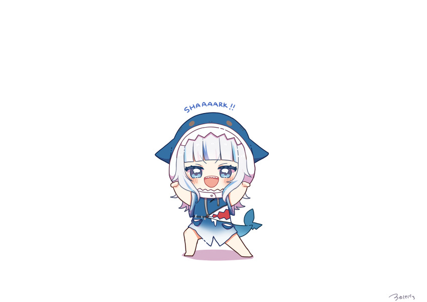 0725akaba, 1girl, :d, absurdres, animal_hood, barefoot, blue_eyes, blue_hair