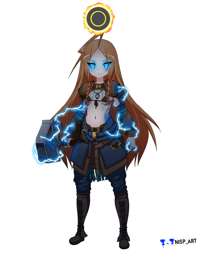 1girl, absurdres, age_regression, aged_down, ahoge, amulet, arm_guards, armor