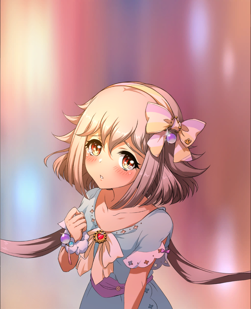 1girl, blush, brown_eyes, confession, dress, grey_hair, langrisser, langrisser_mobile