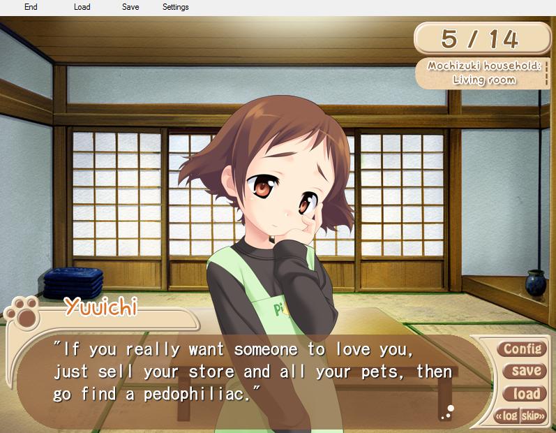 1girl, brown_eyes, brown_hair, indoors, mochizuki_nadeshiko, screencap, short_hair, tagme, visual_novel, wanko_to_kurasou