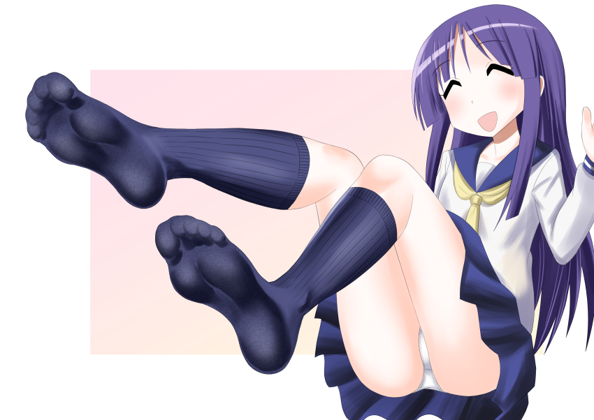 1girl, ^_^, absurdres, ahoterasoryo, blue_sailor_collar, blue_skirt, blue_socks, blush