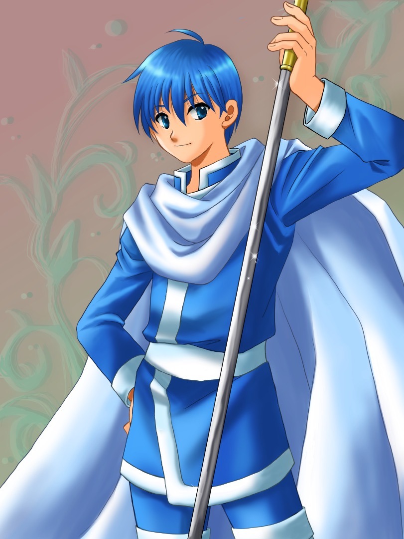 1boy, blue_coat, blue_eyes, blue_hair, cape, coat, commentary_request, finn_(fire_emblem)