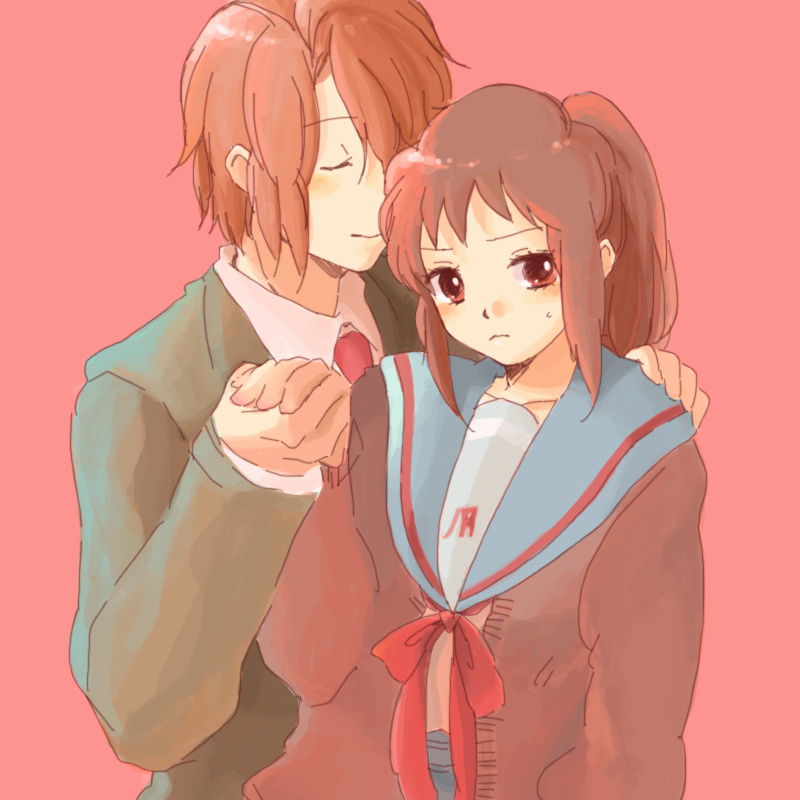 asahina_mikuru, bad_id, bad_pixiv_id, brown_hair, cardigan, erika_(sakana0529), gender_request, genderswap