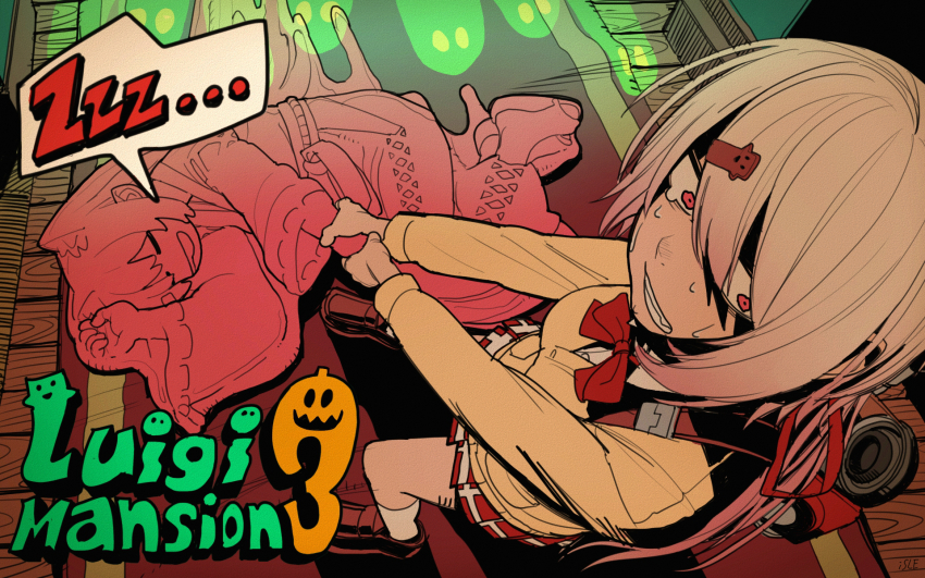 2girls, animal_ears, backpack, bag, bow, bowtie, cardigan, cat_ears