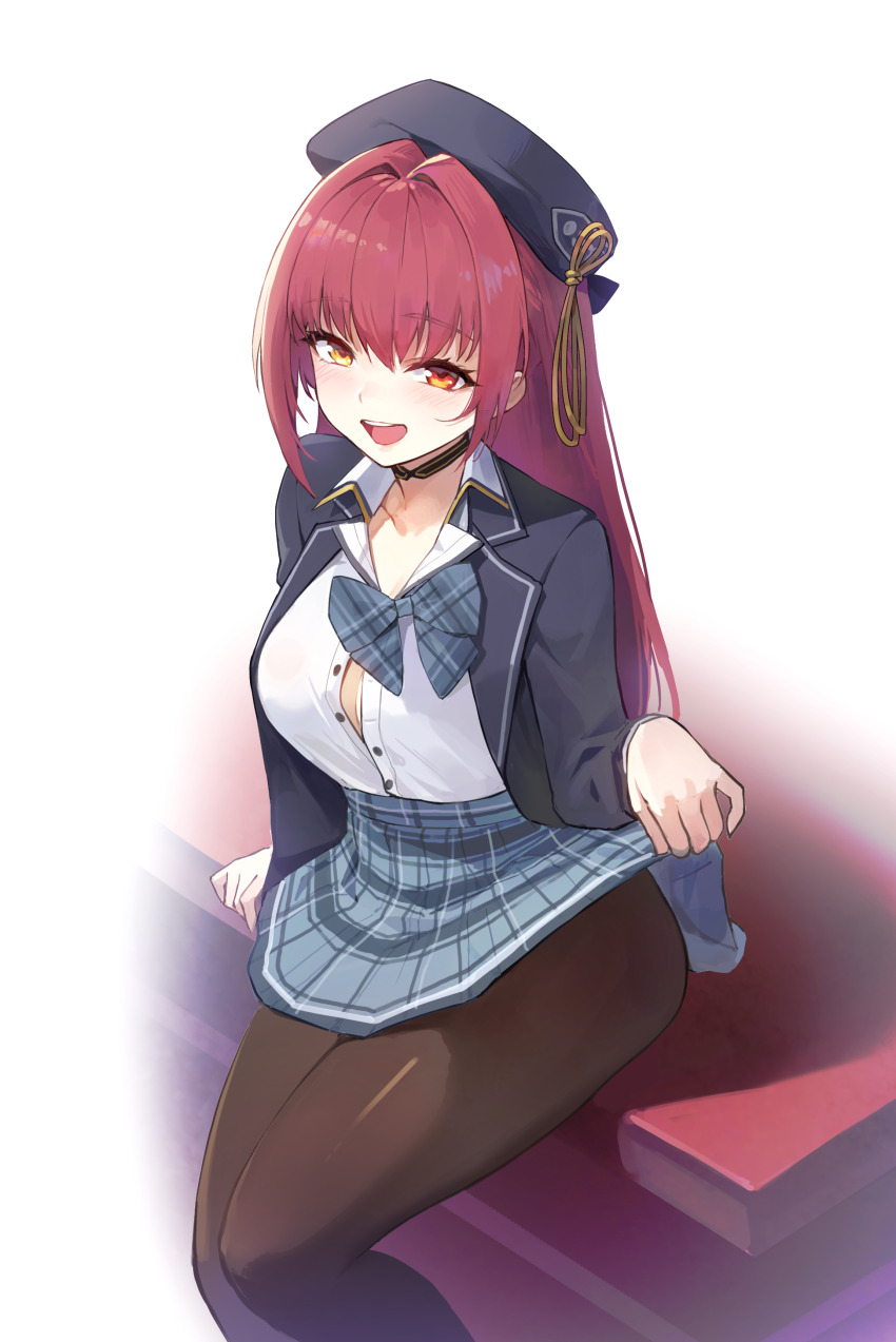 1girl, absurdres, angcha, black_choker, black_hat, black_jacket, blazer, blue_bow